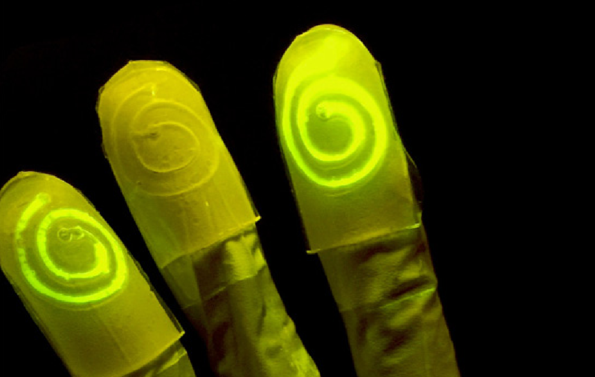 Cell-infused gloves and bandages light up when in contact with certain chemicals